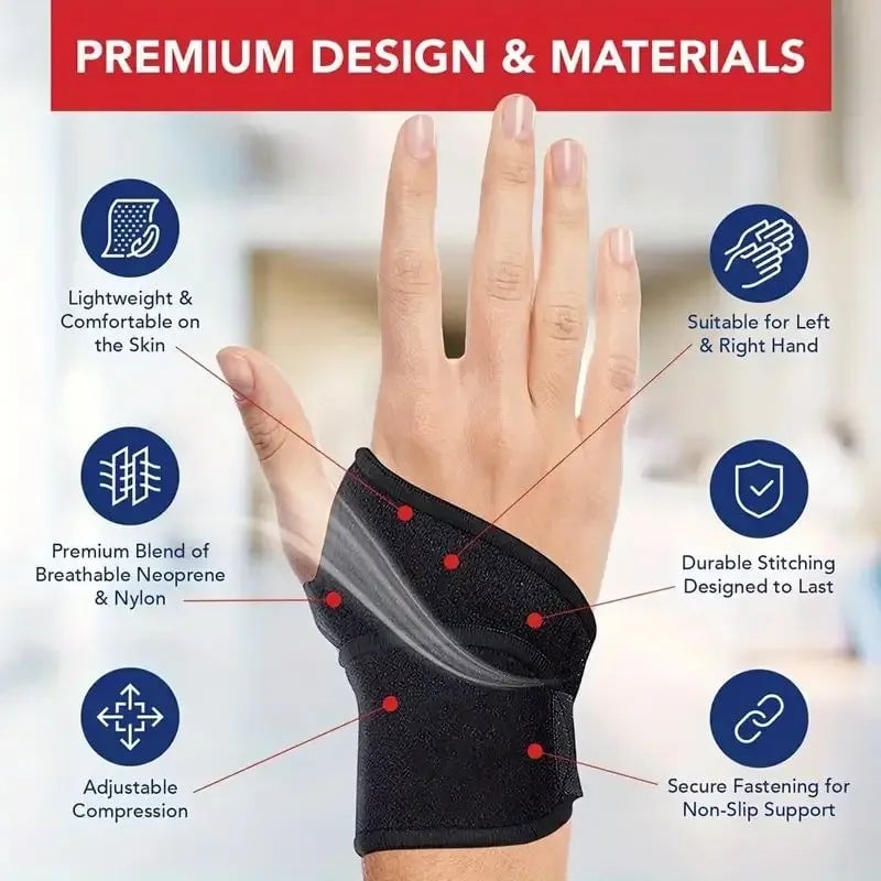 Adjustable Wrist Brace Support Wrap - Carpal Tunnel Relief Men Women