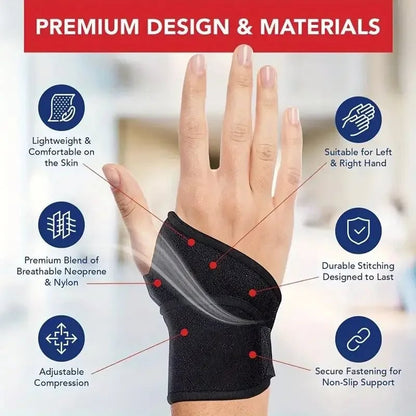 Adjustable Wrist Brace Support Wrap - Carpal Tunnel Relief Men Women