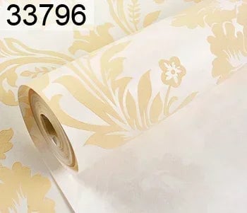 3D Metallic Damask Vinyl Wallpaper Roll Beige Cream Red Brown