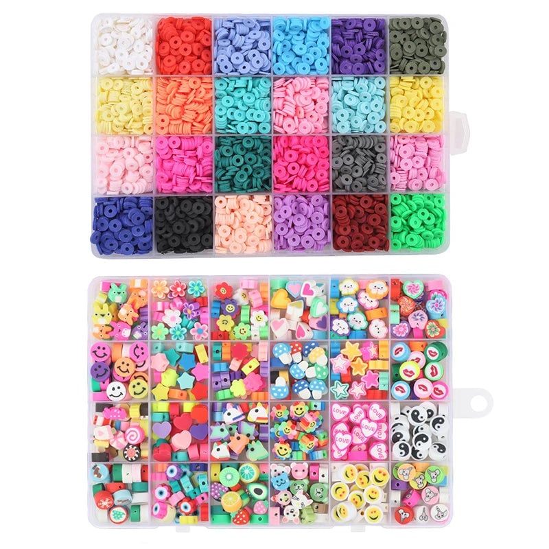 24 Rainbow Color Clay Beads Bracelet Making Kit Letter Beads DIY