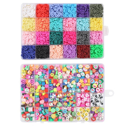 24 Rainbow Color Clay Beads Bracelet Making Kit Letter Beads DIY