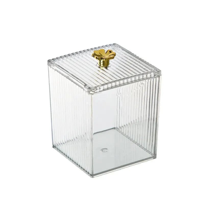 Clear Acrylic Cotton Swab Storage Container Desktop Makeup Organizer