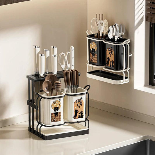 Stainless Steel Wall Mounted Kitchen Cutlery Organizer Drying Rack