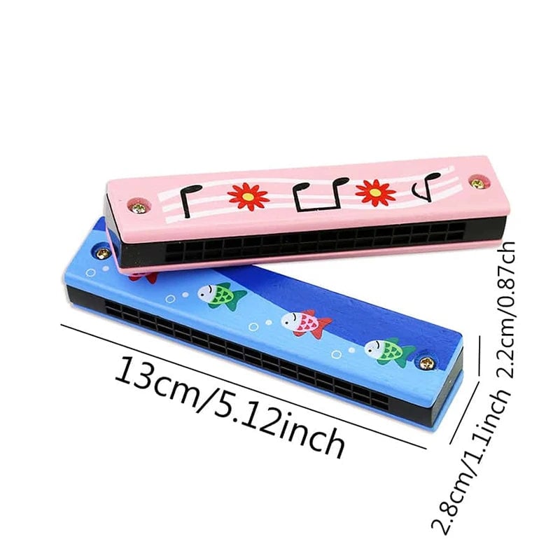 Wooden 10 Hole Harmonica Kids Educational Musical Instrument Toy