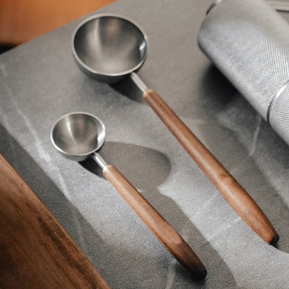 25ml Walnut Wood Handle Stainless Steel Coffee Measuring Scoop Spoon