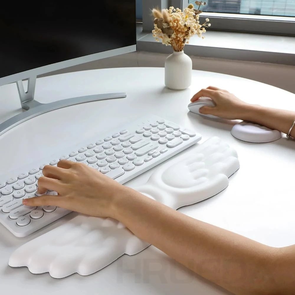 Memory Foam Ergonomic Keyboard Mouse Wrist Rest Pad Set Angel Wing