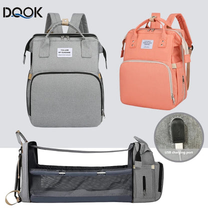 3-in-1 Folding Baby Crib Diaper Bag - Portable Travel Bassinet