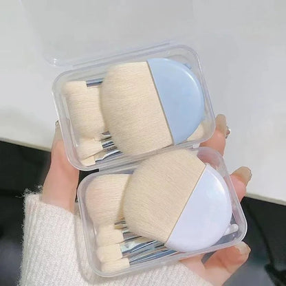 6-Piece Mini Travel Makeup Brush Set with Storage Box - Foundation