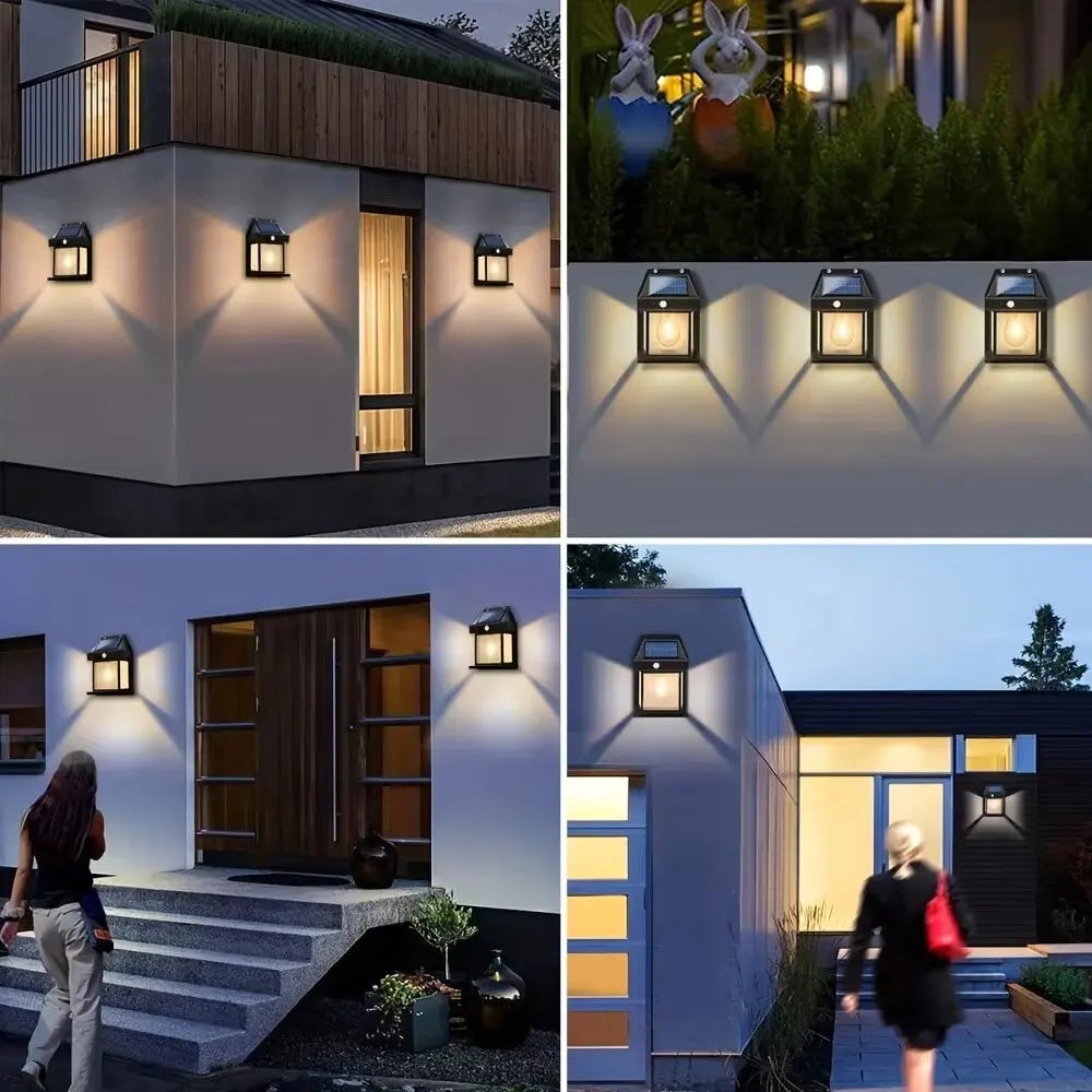 Waterproof Solar LED Wall Light with Motion Sensor Outdoor Garden