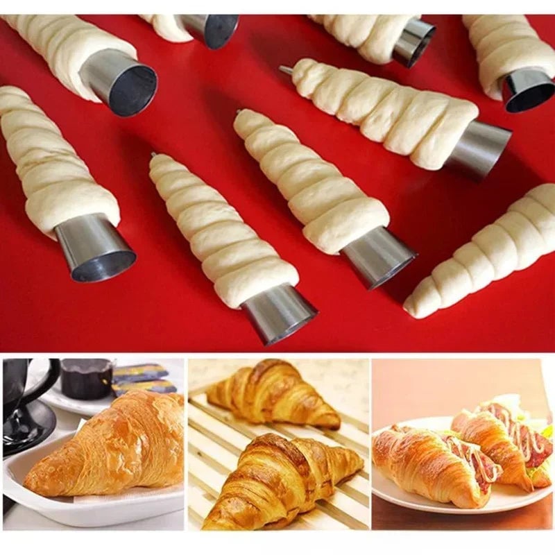 5pc Stainless Steel Cone Mold Set - Croissant Pancake Tube Baking