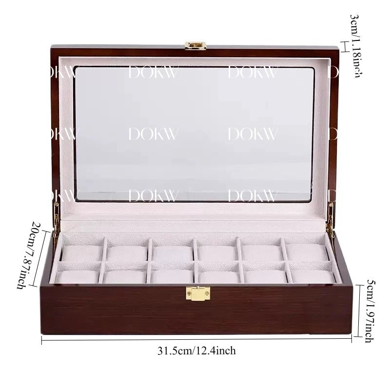 Luxury Wood Watch Storage Box 1-12 Grid Organizer Display Case