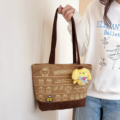 Large Corduroy Pompompurin Tote Bag - Laptop Shoulder Handbag