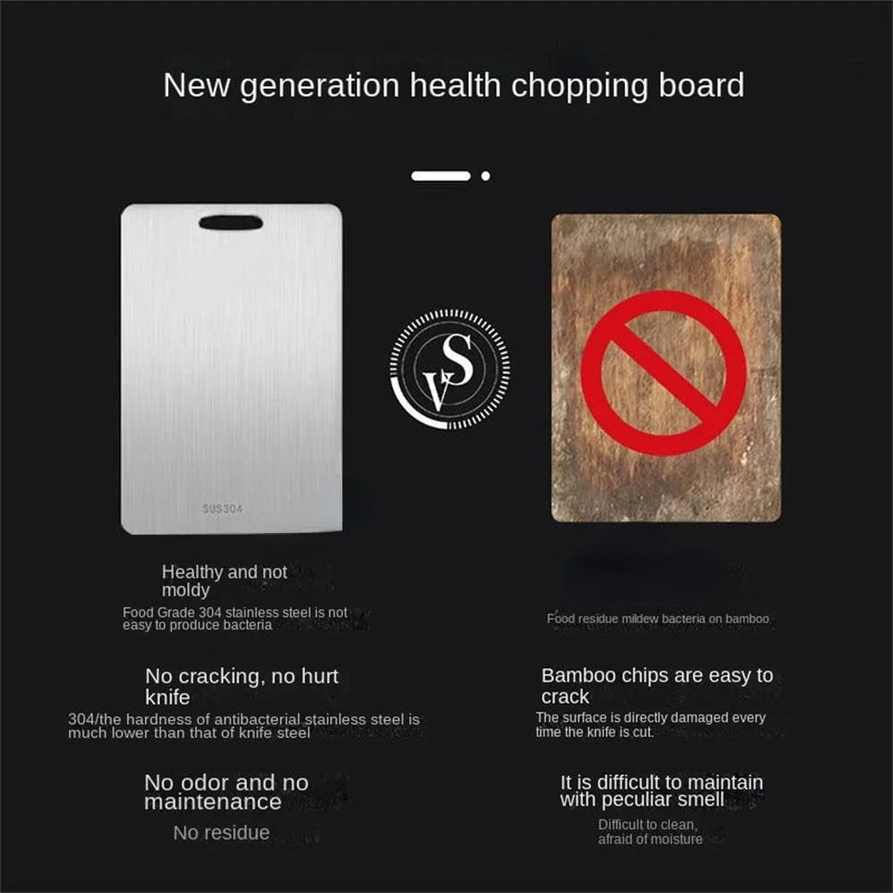 316 Stainless Steel Double Sided Cutting Board - Thickened Kitchen Block