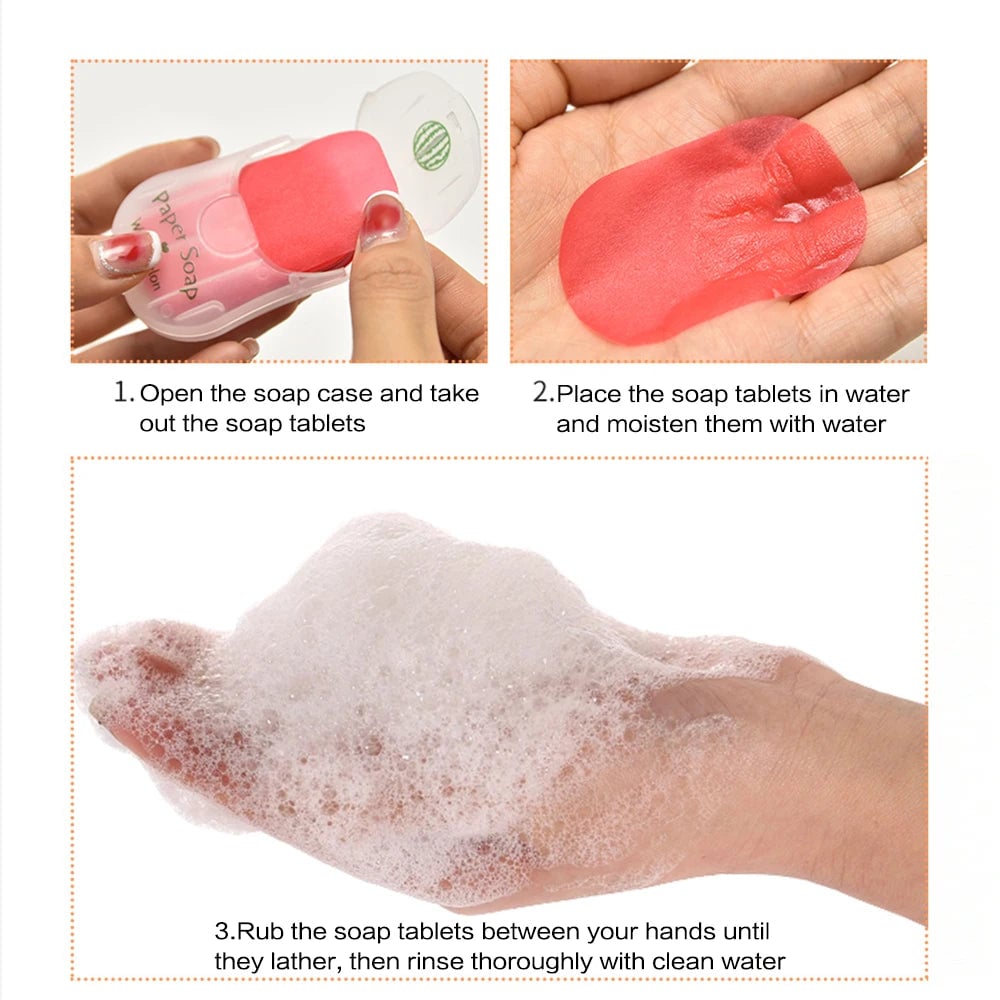 Portable Hand Soap Sheets 50ct Travel Dissolving Cleanser Wipes