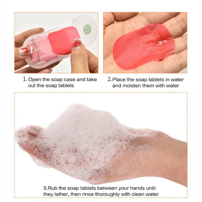 Portable Hand Soap Sheets 50ct Travel Dissolving Cleanser Wipes