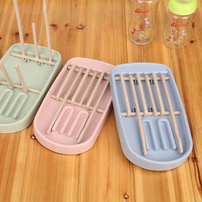 Wheat Straw Baby Bottle Drying Rack Feeding Cup Storage Holder