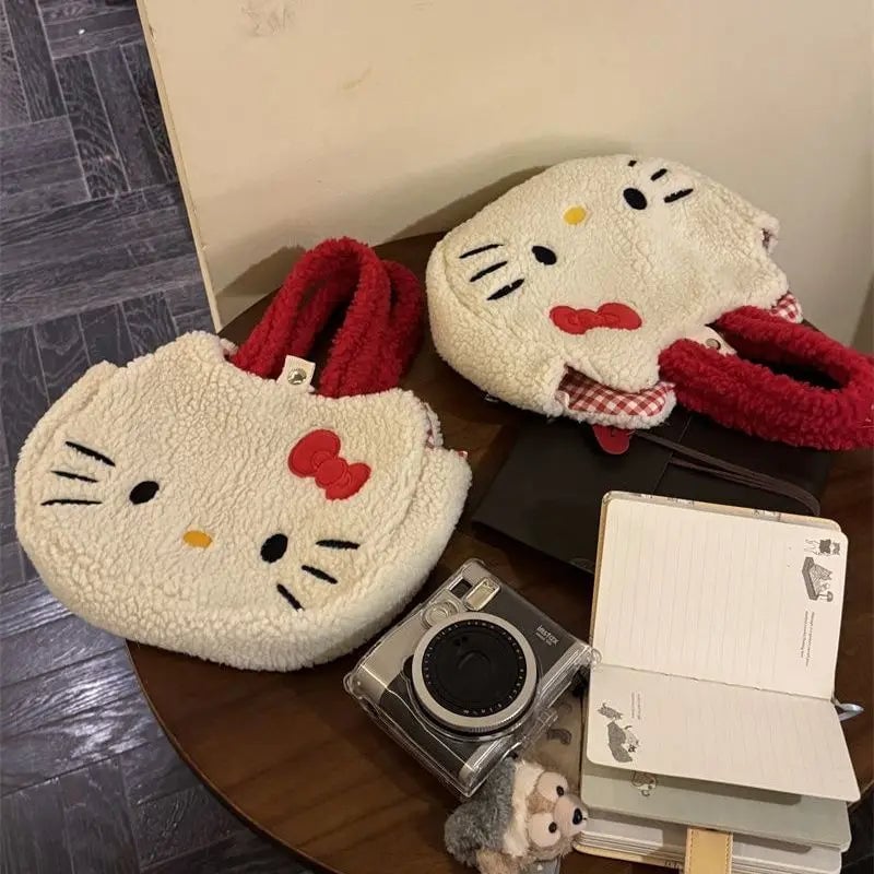 Hello Kitty Plush Shoulder Bag - Large Capacity Anime Handbag