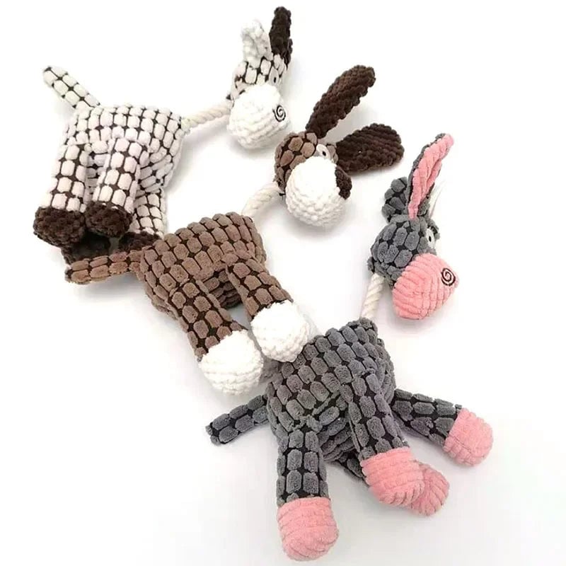 Corduroy Donkey Squeaky Dog Chew Toy - Plush Training Toy Puppy