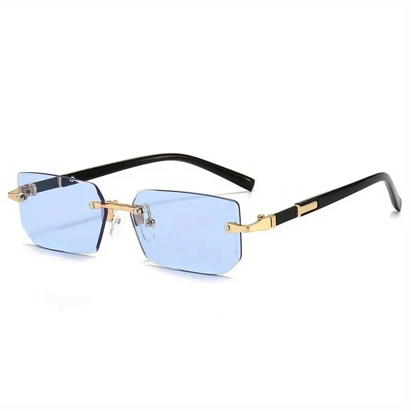 Rimless Rectangle Sunglasses - Unisex Small Square UV Protection