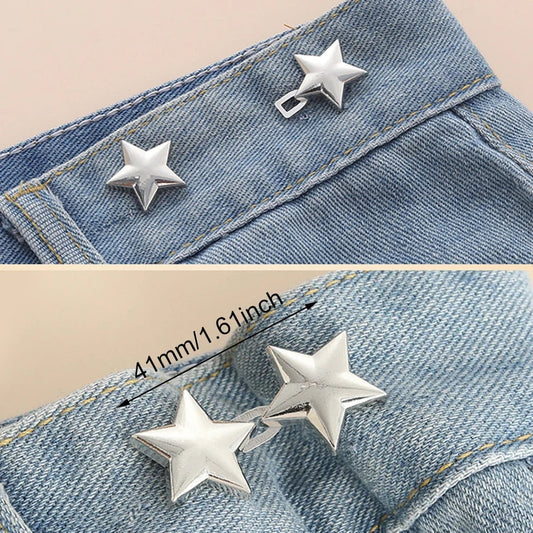Adjustable Jean Button Clips - Retractable Waist Tightener Buckle