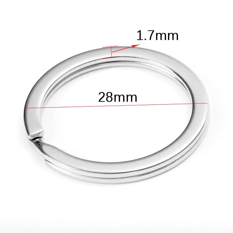 20pcs Stainless Steel Split Key Rings 20-35mm Round Flat Line