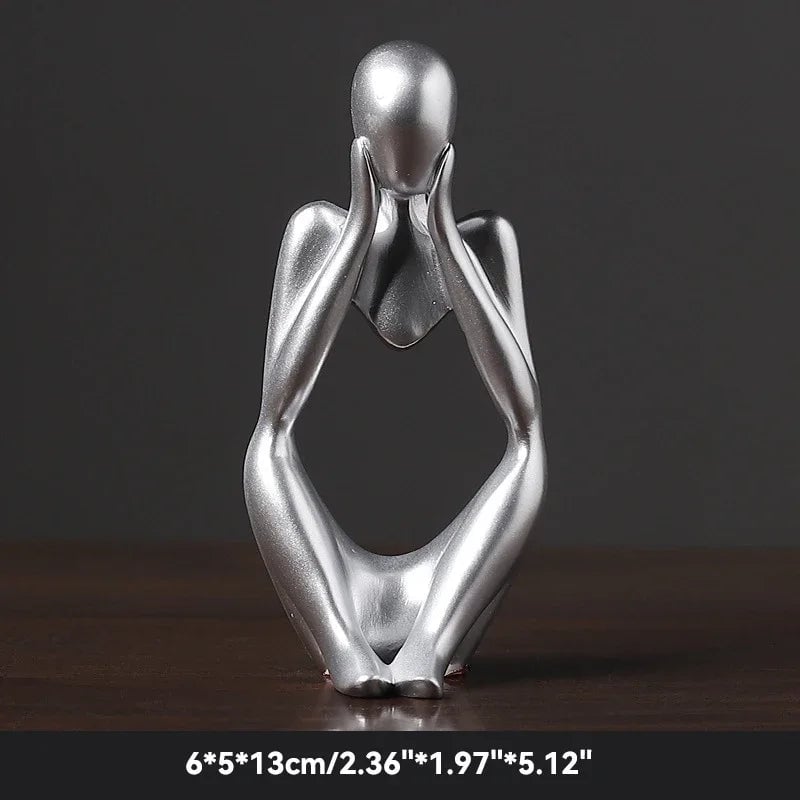 Sand Color Abstract Thinker Statue - Yoga Meditation Figurine Decor