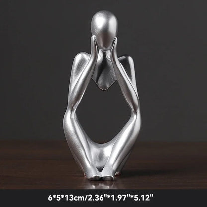 Sand Color Abstract Thinker Statue - Yoga Meditation Figurine Decor