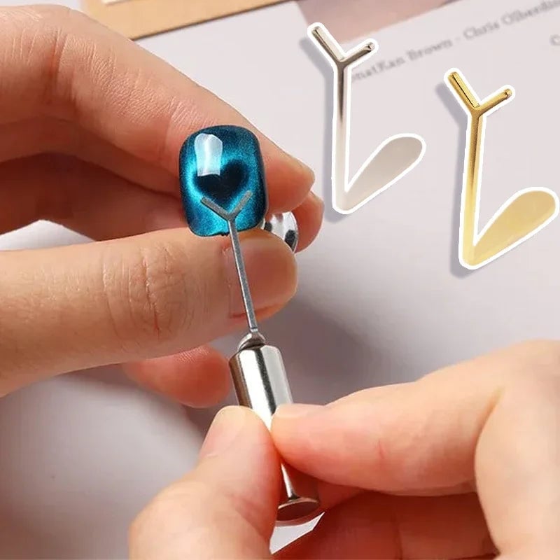 Cat Eye Nail Magnet Set - Y Shape Wire Heart Ingot Design Tools