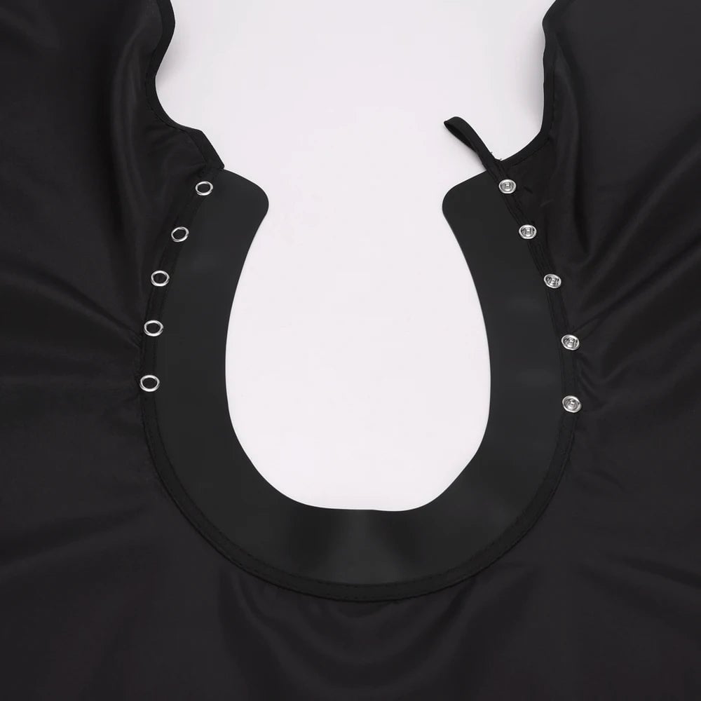 Waterproof Silicone Neckline Hairdressing Cape Black Barber Gown