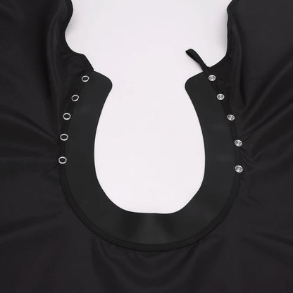 Waterproof Silicone Neckline Hairdressing Cape Black Barber Gown