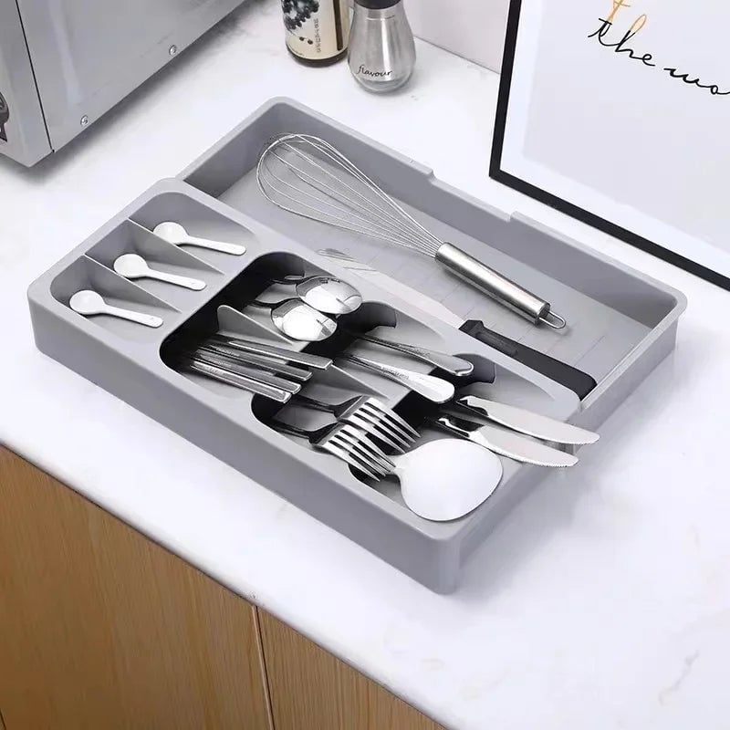 Kitchen Drawer Organizer Tray - Cutlery Storage Box Silverware