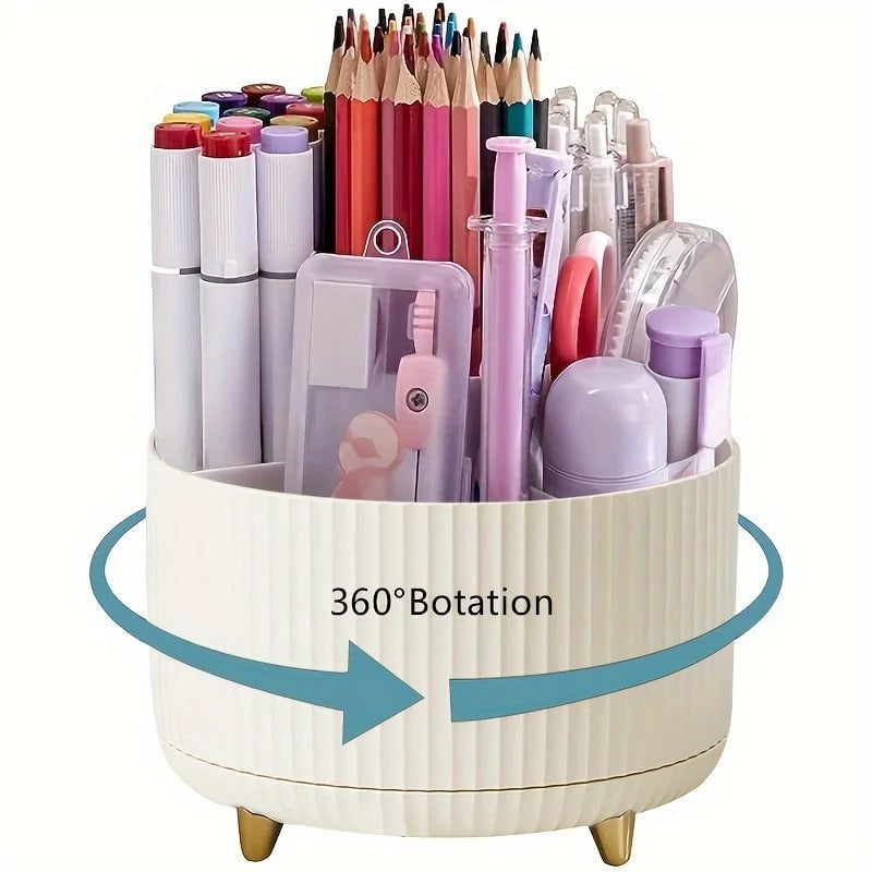 5-Slot 360° Rotating Desktop Pen Holder - Office Pencil Organizer