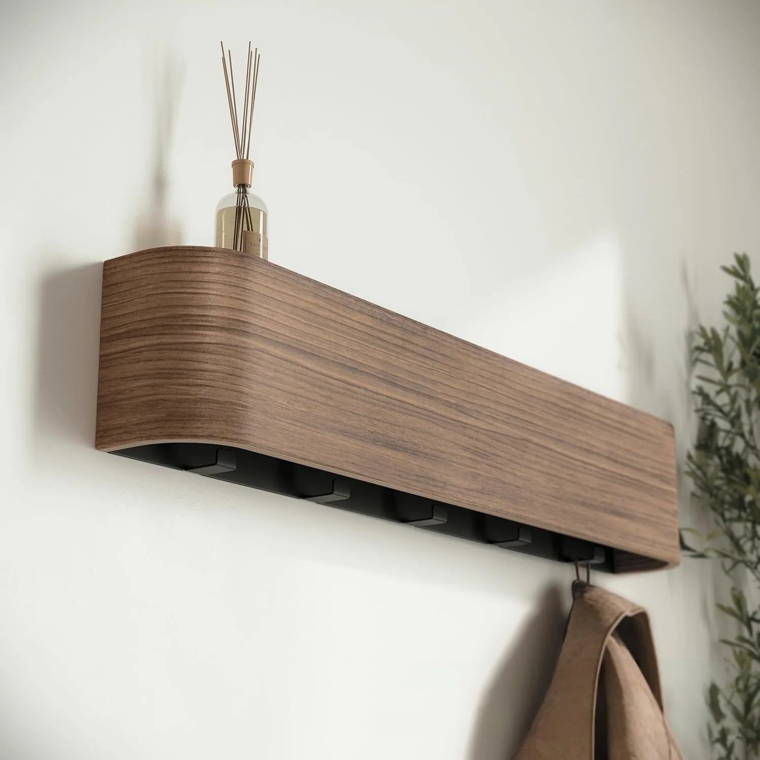 5-Hook Wood Wall Mount Coat Rack Door Organizer Bedroom Hallway