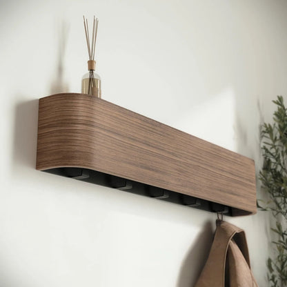 5-Hook Wood Wall Mount Coat Rack Door Organizer Bedroom Hallway