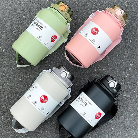 2000ml Stainless Steel Thermos Mug - Insulated Water Bottle Handle
