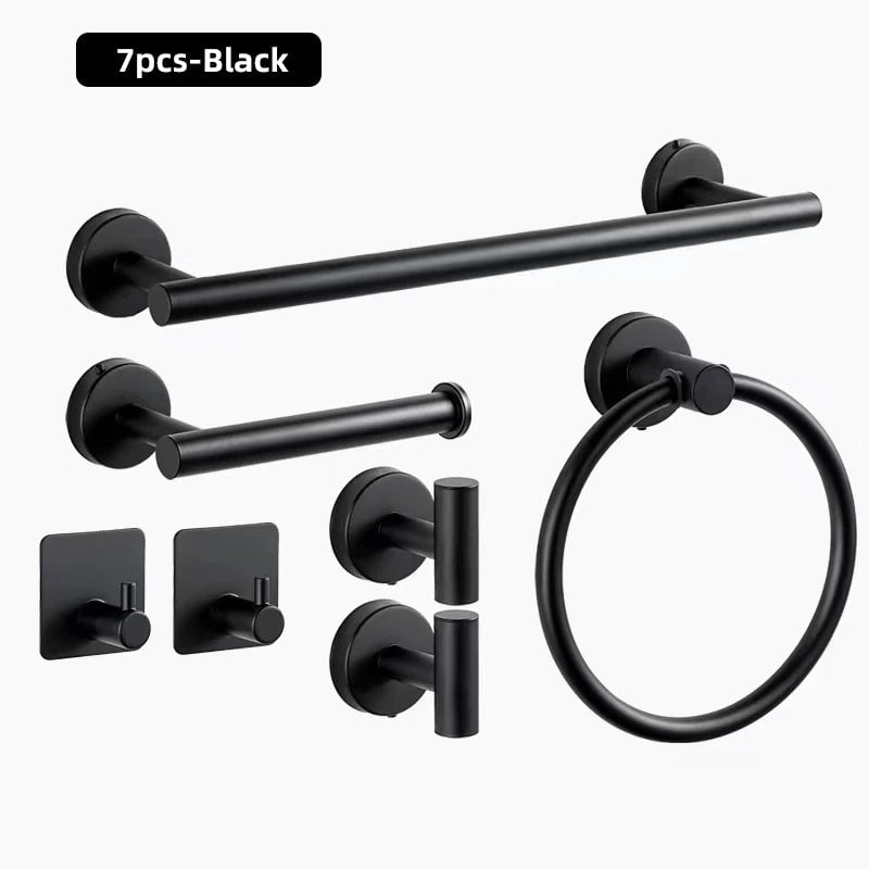 3-Piece Stainless Steel Bathroom Hardware Set - Towel Bar Ring Paper