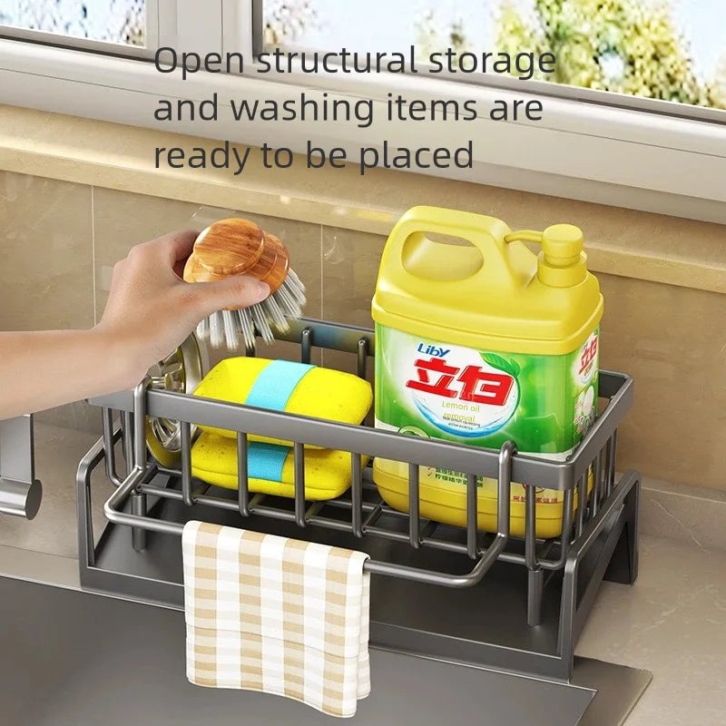 Tap-Mounted Kitchen Spice Rack with Drainage - Sink Organizer Shelf
