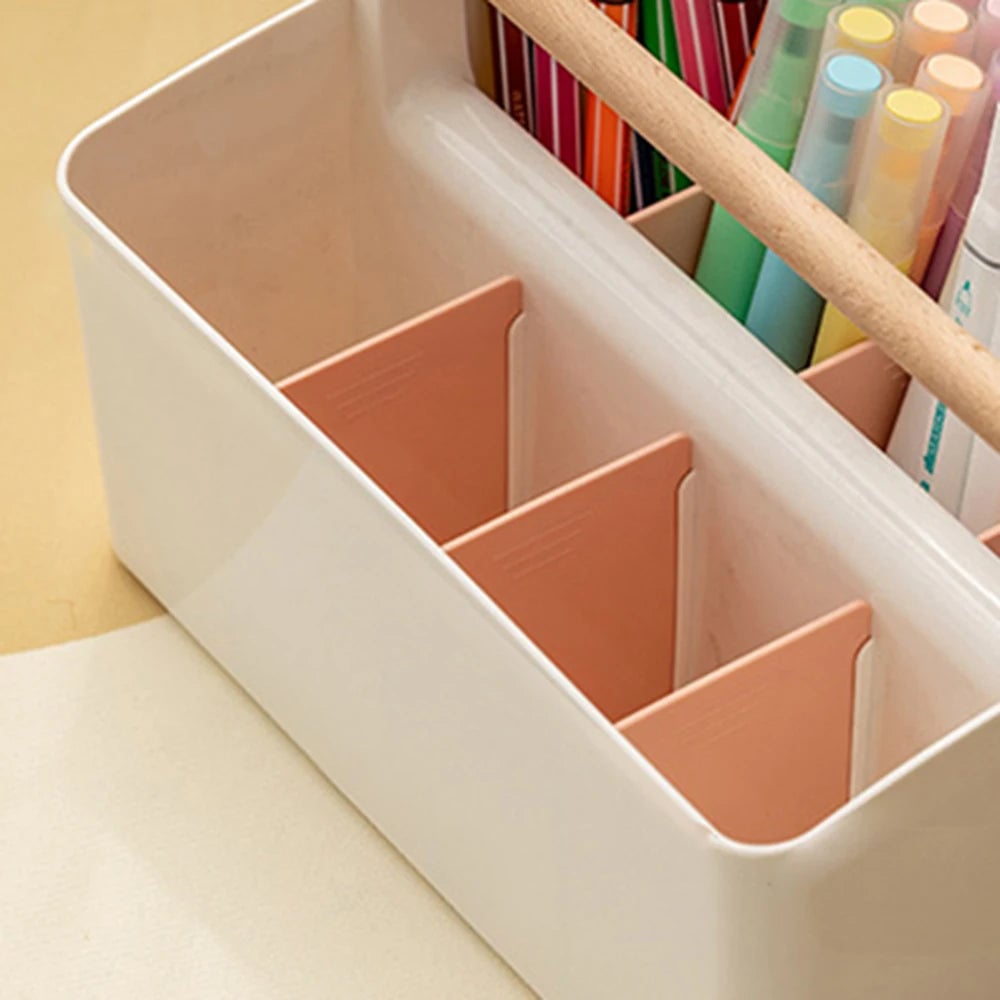 Large Capacity Desktop Pen Holder - Multi-Compartment Stationery Box