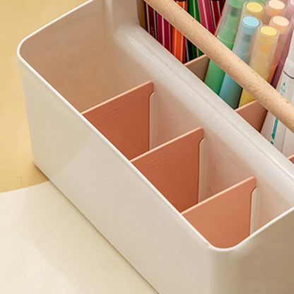 Large Capacity Desktop Pen Holder - Multi-Compartment Stationery Box