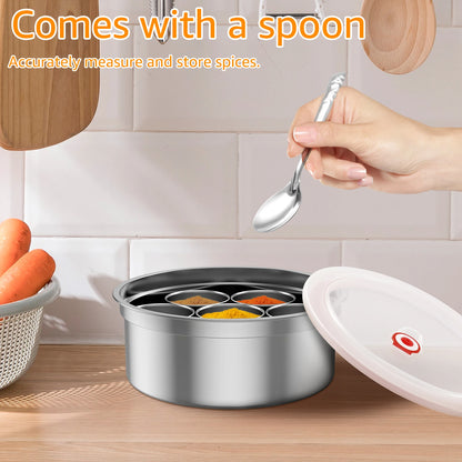 Stainless Steel Masala Dabba - 7 Compartment Spice Box Container