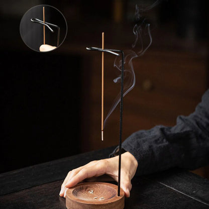 Wooden Round Incense Burner Stick Holder Tray for Home Yoga Decor