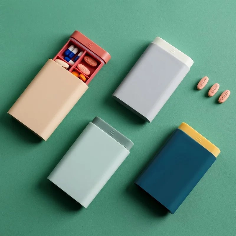 7-Day 6-Grid Portable Pill Organizer - Weekly Medicine Storage Case