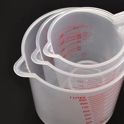 3pcs PVC Measuring Cups Set 1000/500/250ml Baking Liquid Beakers