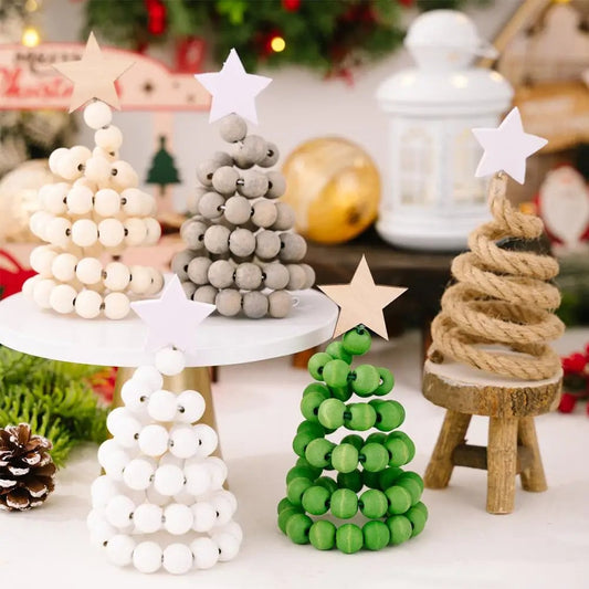 Handmade Wooden Christmas Tree Desktop Ornament - Creative Holiday Decor