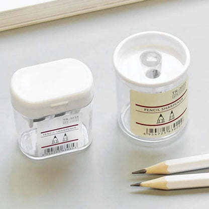 Clear Round Portable Dual Hole Pencil Sharpener for Students