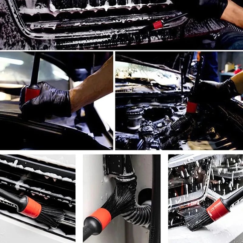 5Pcs Professional Car Detailing Brush Kit - Interior & Wheel Rim