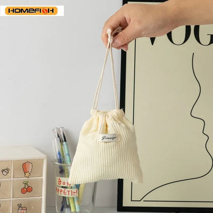 Corduroy Drawstring Pouch - Multi-Purpose Storage for Gifts & Jewelry