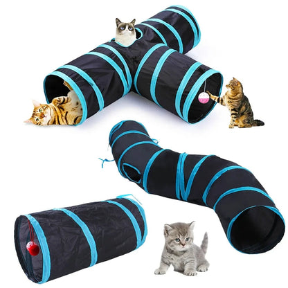 Foldable Cat Tunnel with Crinkle Paper - S Shape Play Tunnel