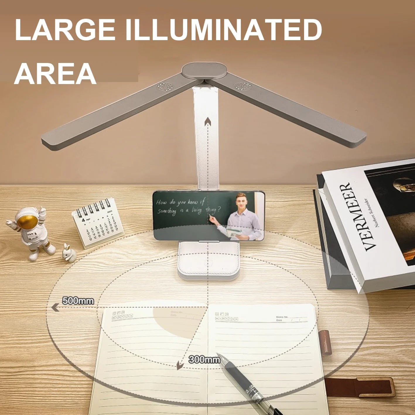 LED Desk Lamp 3-Level Dimmable Touch Control USB Rechargeable Foldable