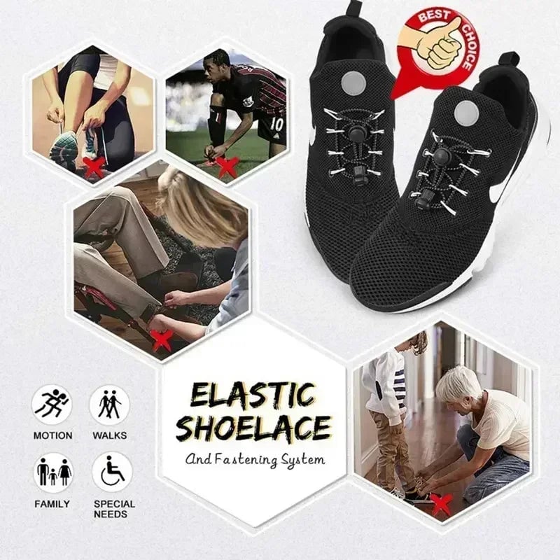 Elastic No Tie Shoelaces with Lock - Stretching Sneaker Hiking